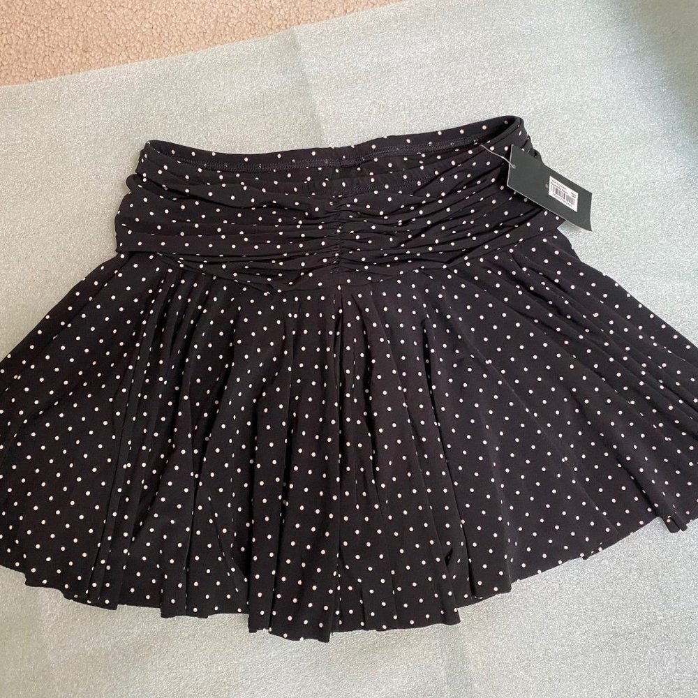 BCBG Polka Dot Polyester Black Skirt Size M